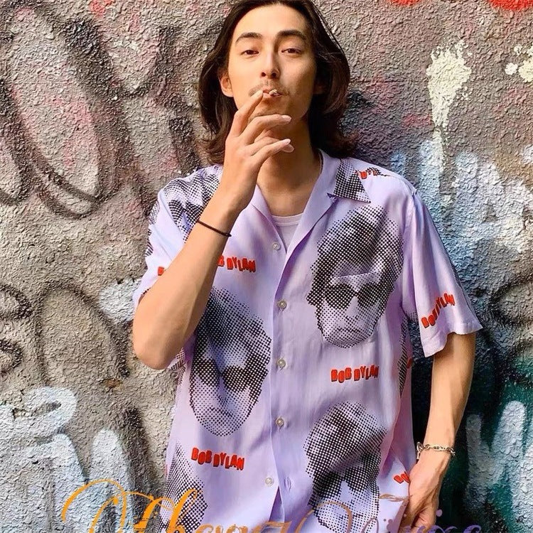 GUILTYPARTIES TIGER Shirts 22ss x BOB DYLAN Joint Hawaiian Casual Short Sleeve Shirt Men