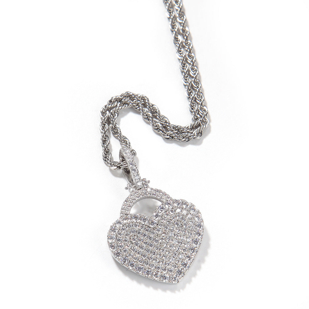 Jewelry Zircon Love Lock Necklace Design Sense Pendant St. Valentine's Spectrum