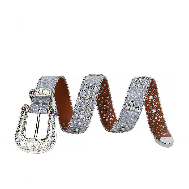 Hip-hop punk rhinestone belt women