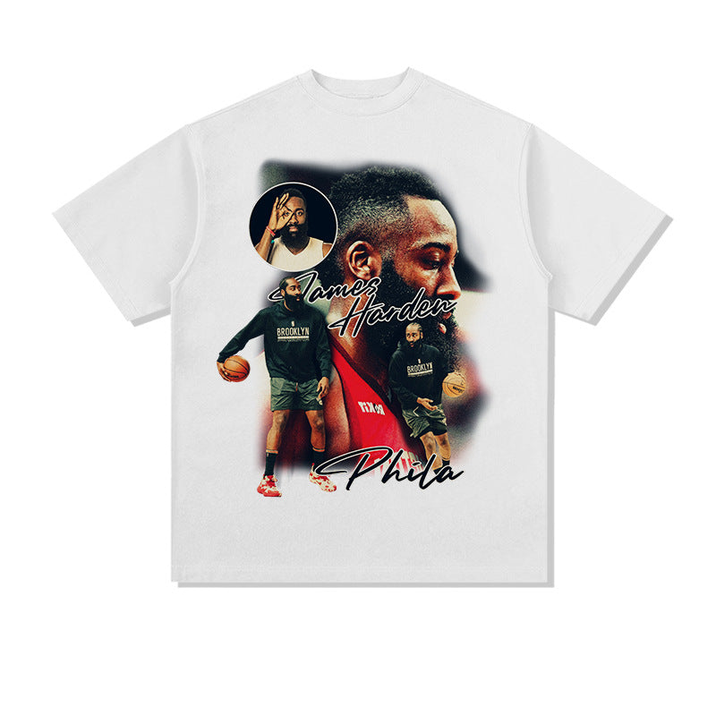 Nba T Shirt Male and Female Trendy Brand Washed Old Short-Sleeved T-shirt Pure Cotton High-quality pure cotton comfortable and trendy clothing