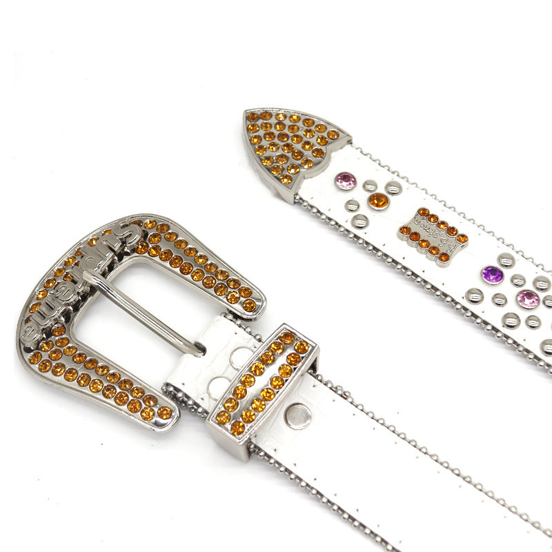 Hip-hop punk rhinestone belt punkletter surprise belt