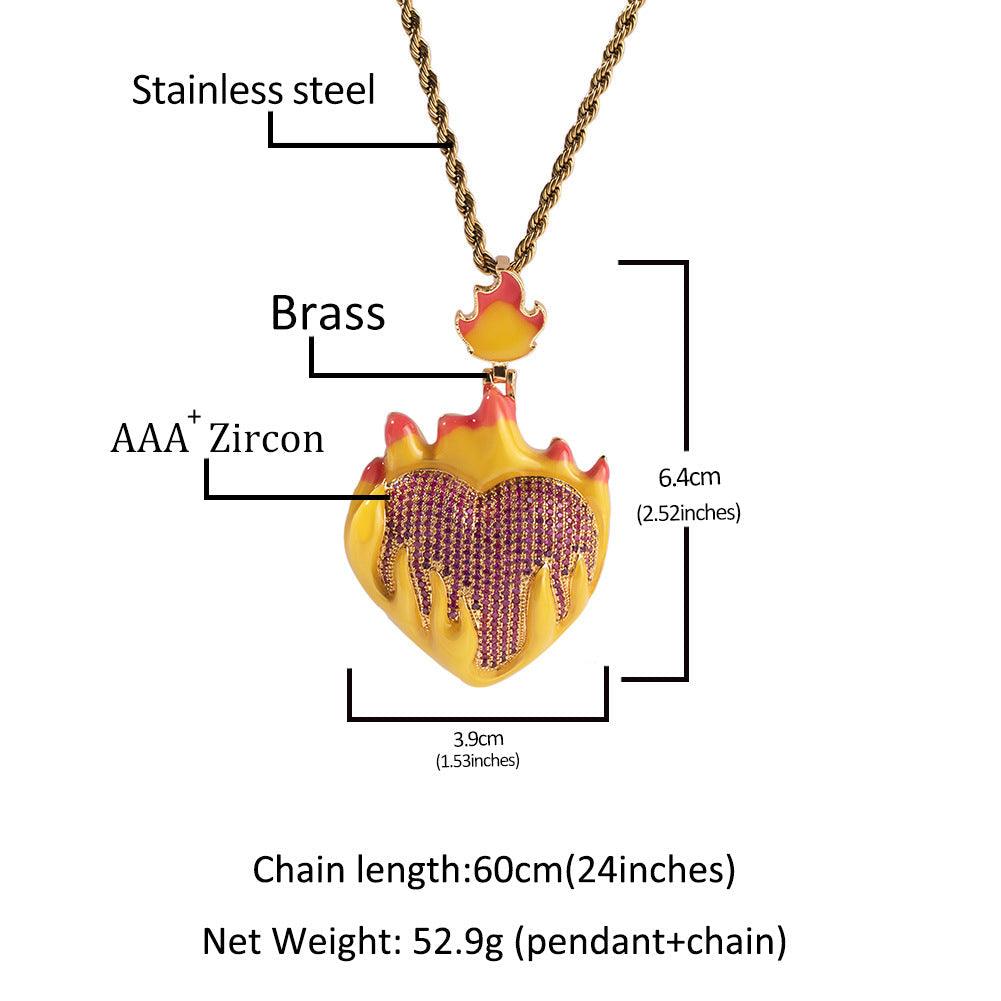 Jewelry Drip Oil Love Sweater Necklace Drip Oil Luminous Ice and Fire Spectrum St. Valentine's