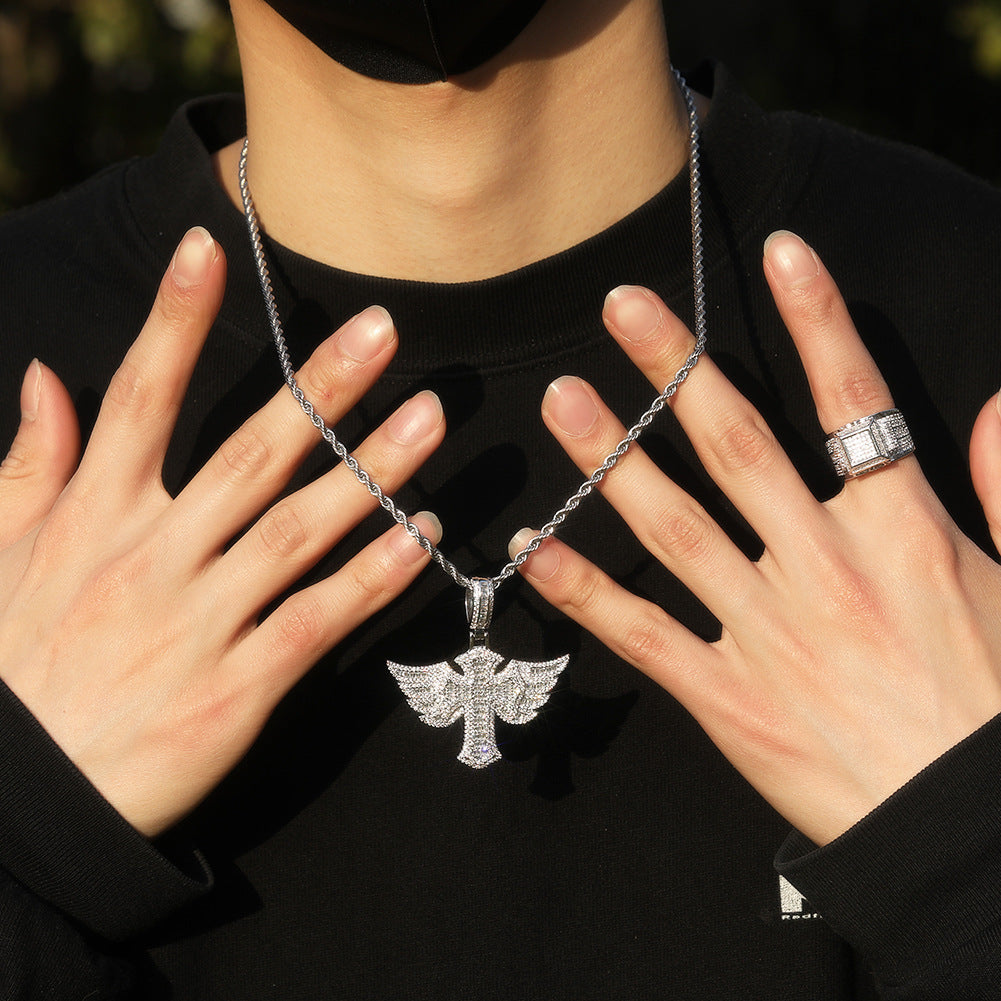 Jewelry Angel Wings Cross Diamond Pendant Fashion Angel Pieces Crosses Egypt Pieces Jesus Pieces St. Valentine's