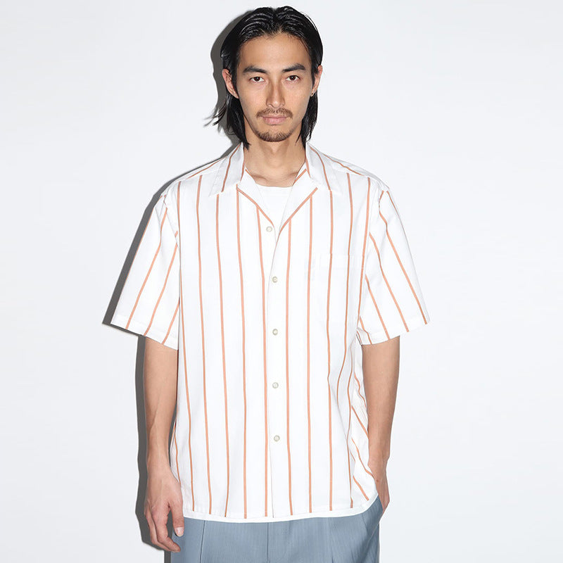 GUILTYPARTIES TIGER Shirts Striped color-matching rayon Hawaiian short-sleeved shirt Beach resort shirt