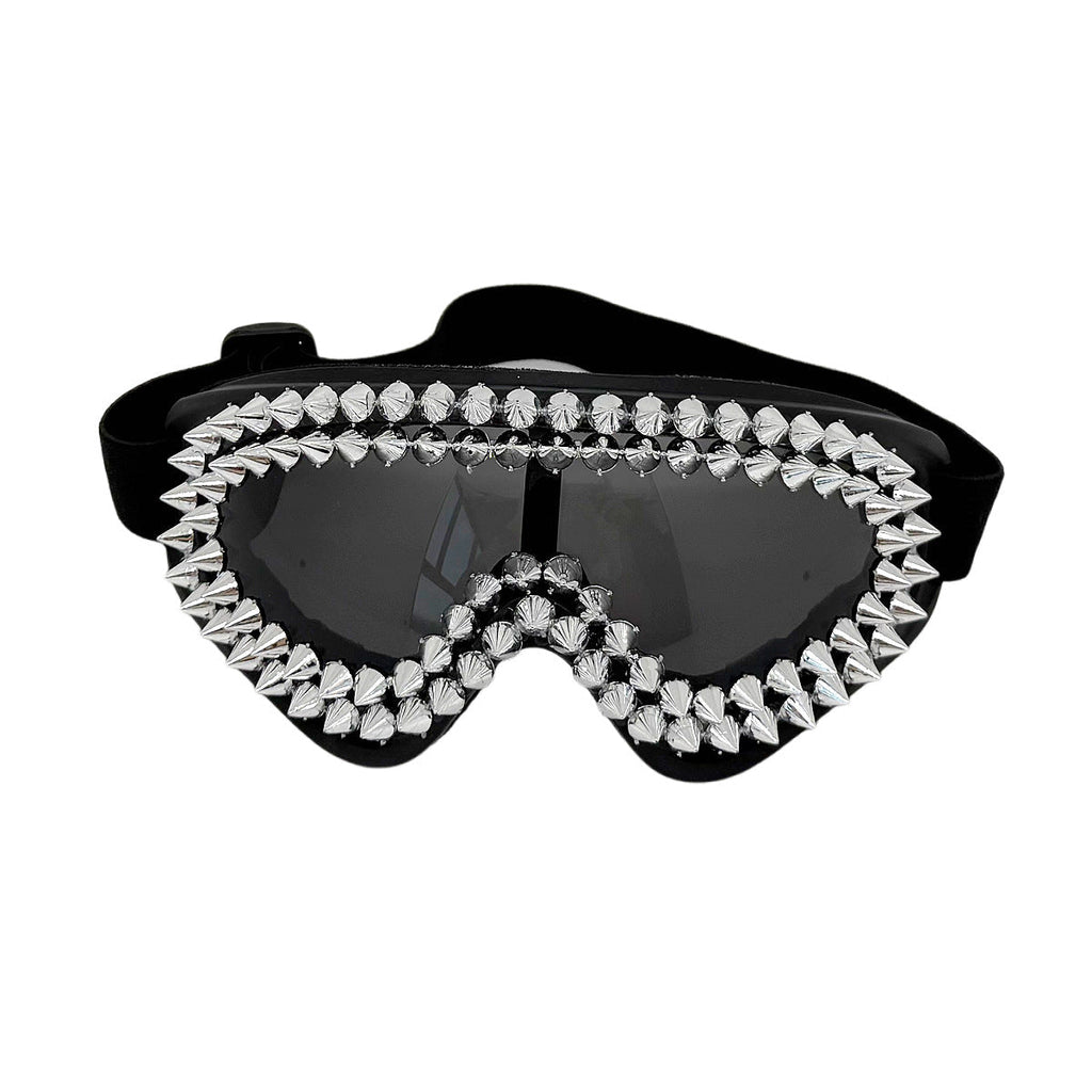 Trendy punk glasses gothic style studded spikes