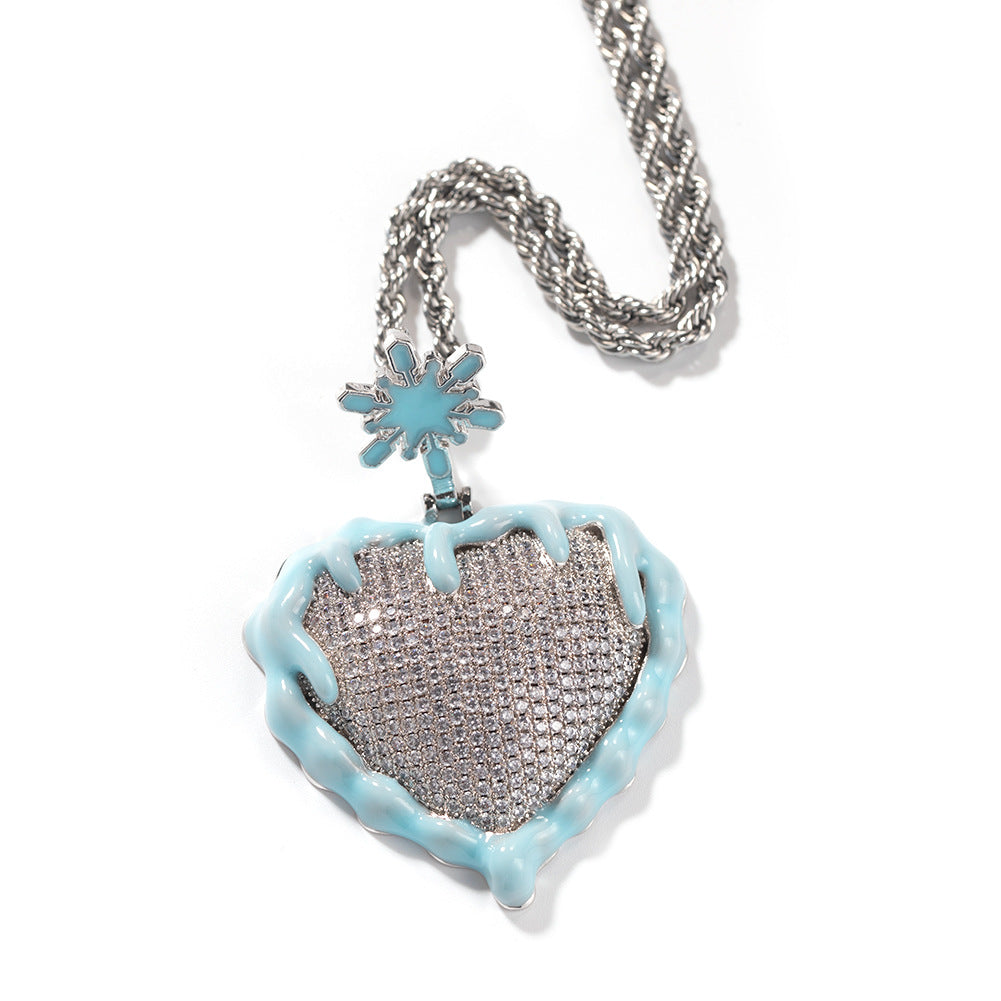 Jewelry Drip Oil Love Sweater Necklace Drip Oil Luminous Ice and Fire Spectrum St. Valentine's
