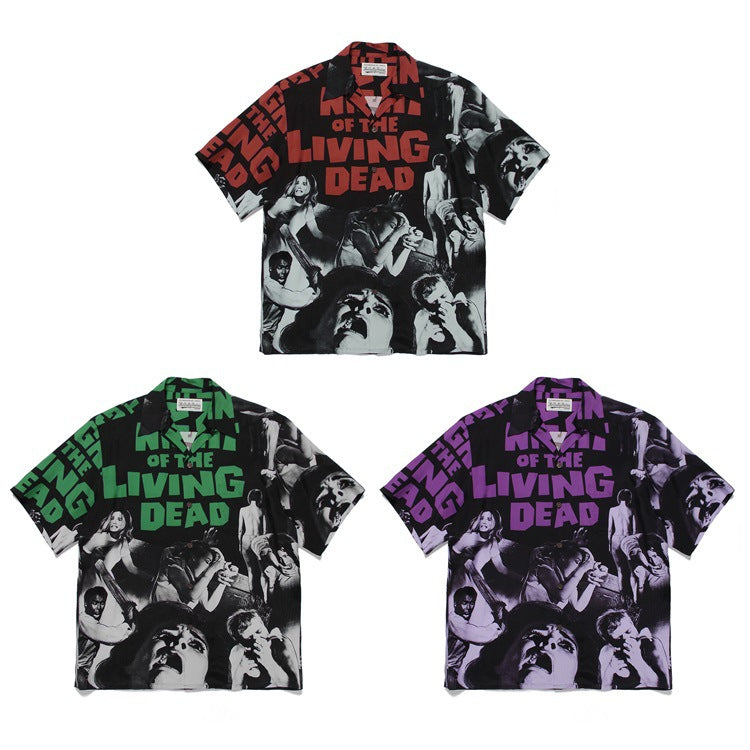 GUILTYPARTIES TIGER Shirts Movie Night of the Living Dead Hawaiian Shirt Men