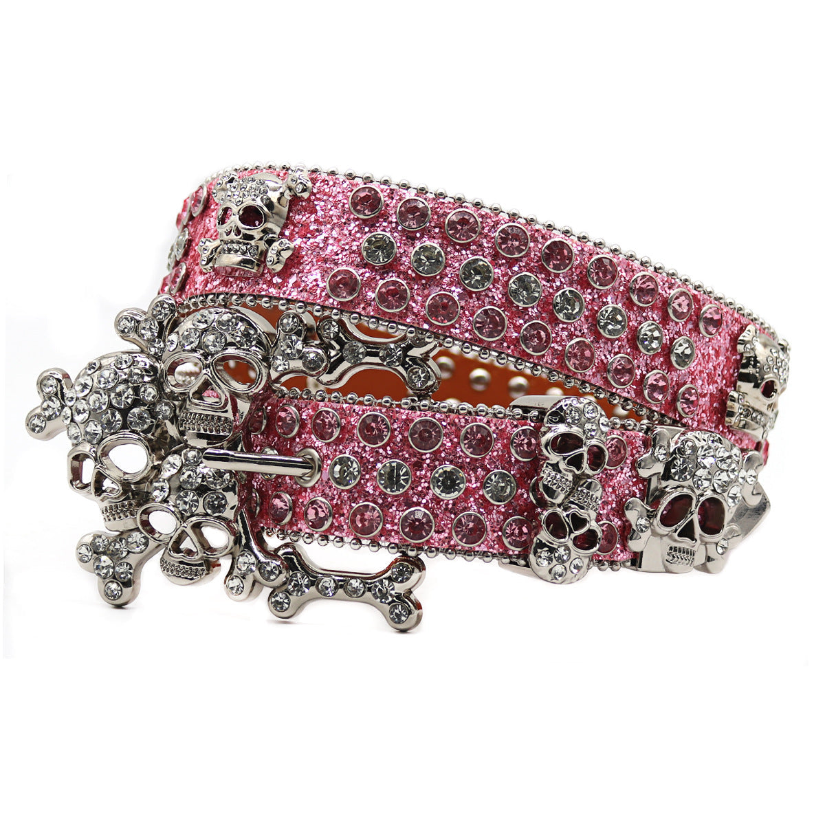 Hip-hop punk rhinestone belt rhinestone skull loose