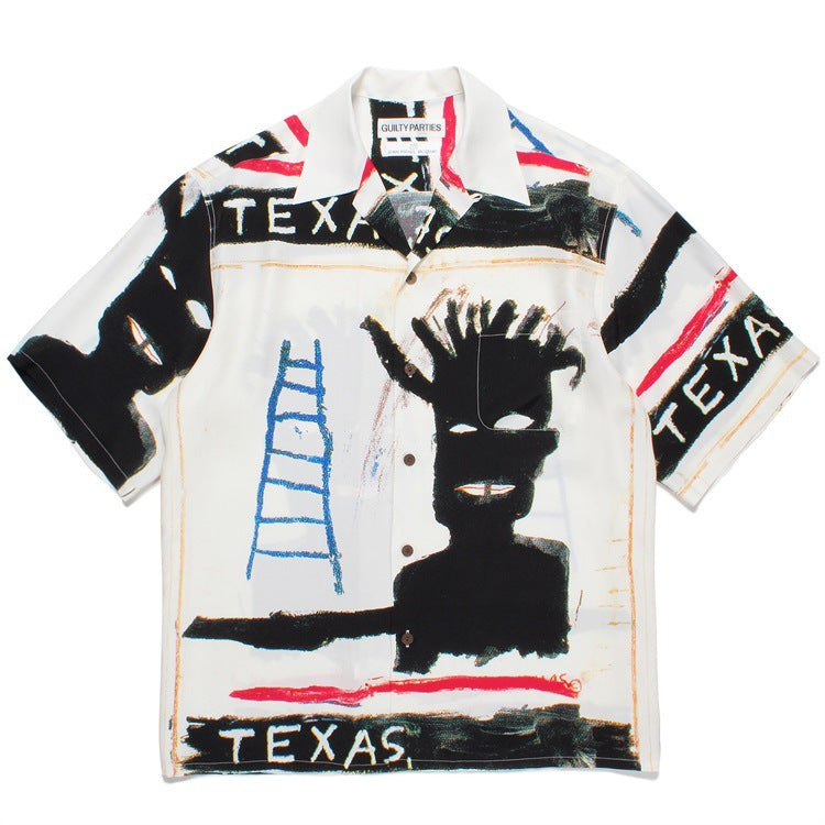 GUILTYPARTIES TIGER Shirts 23SS BASQUIAT Basquiat, Hawaiian Short Sleeve Shirt Men
