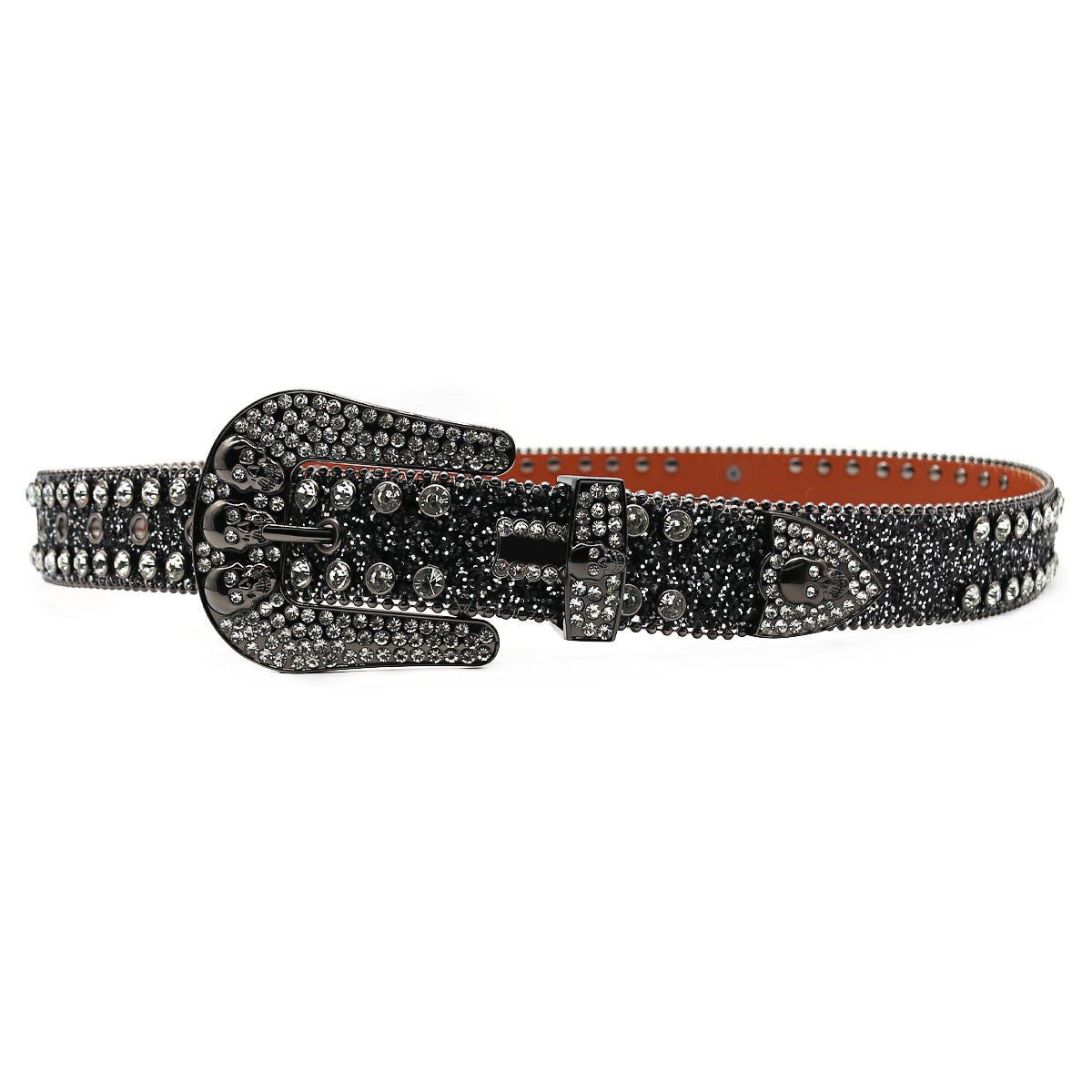 Hip-hop punk rhinestone belt skull