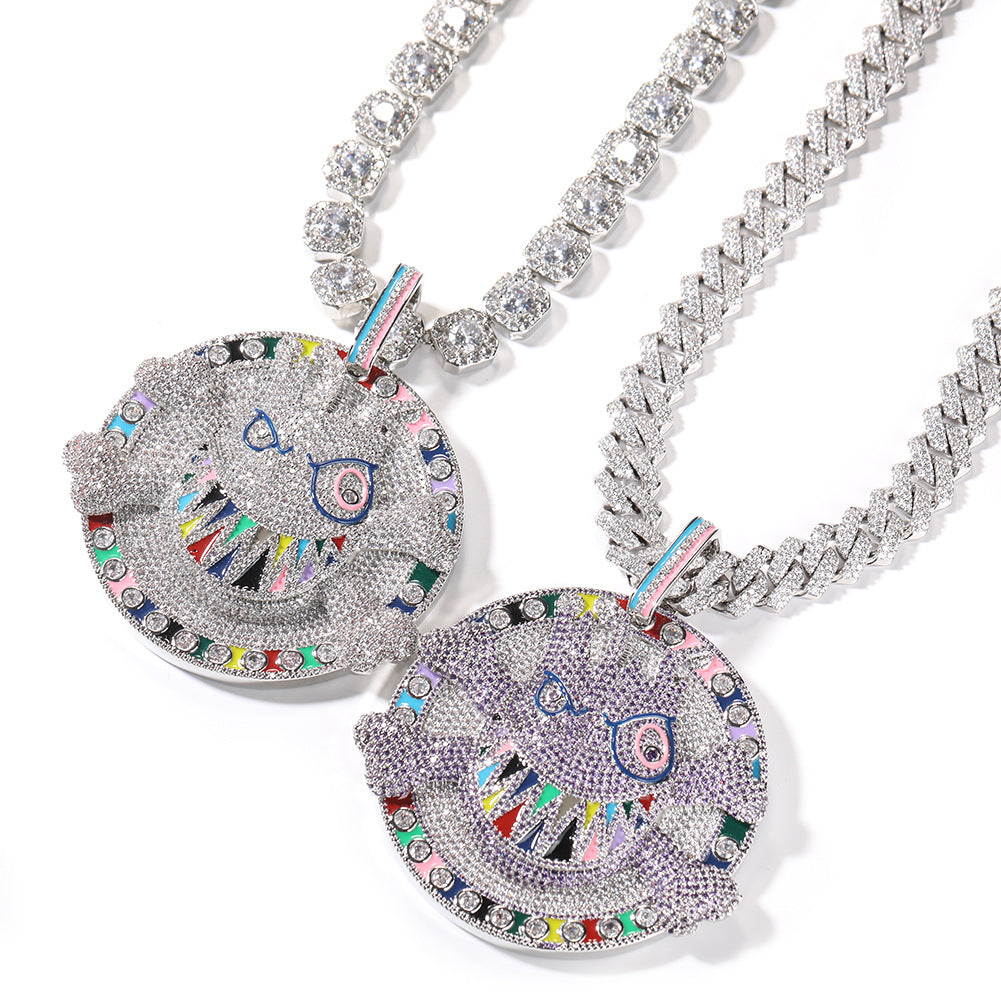 Jewelry Necklace Hip Hop Micro Zircon Metal Wind rapper Dog Tags Spectrum