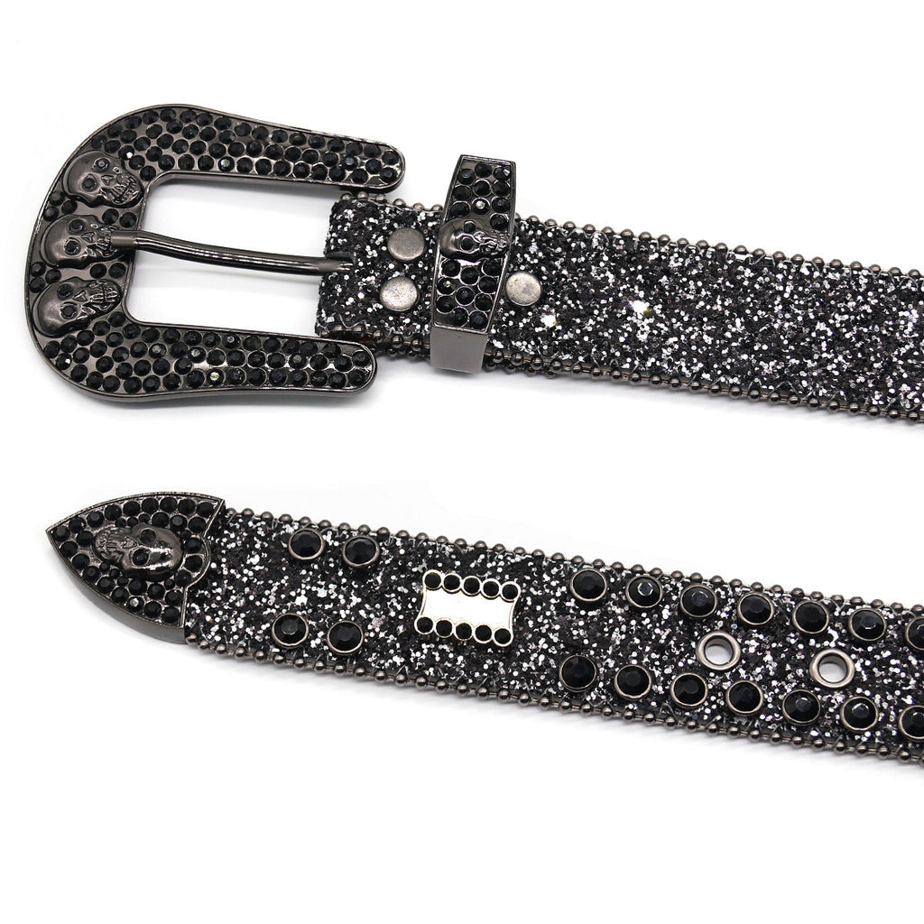 Hip-hop punk rhinestone belt skull dark style