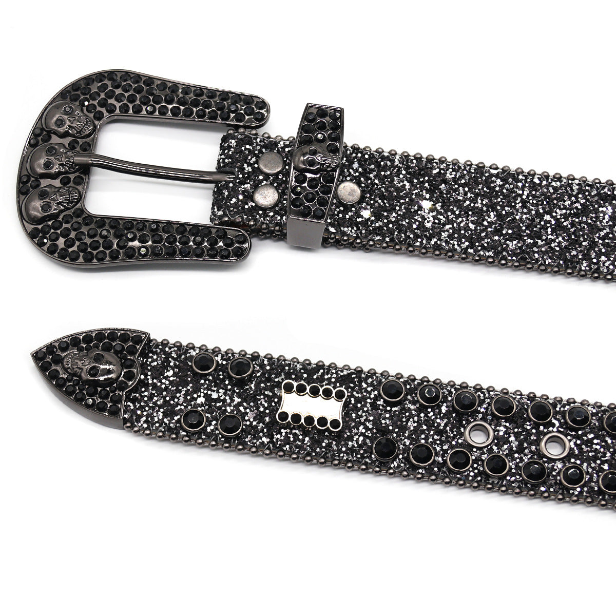 Hip-hop punk rhinestone belt skull dark style