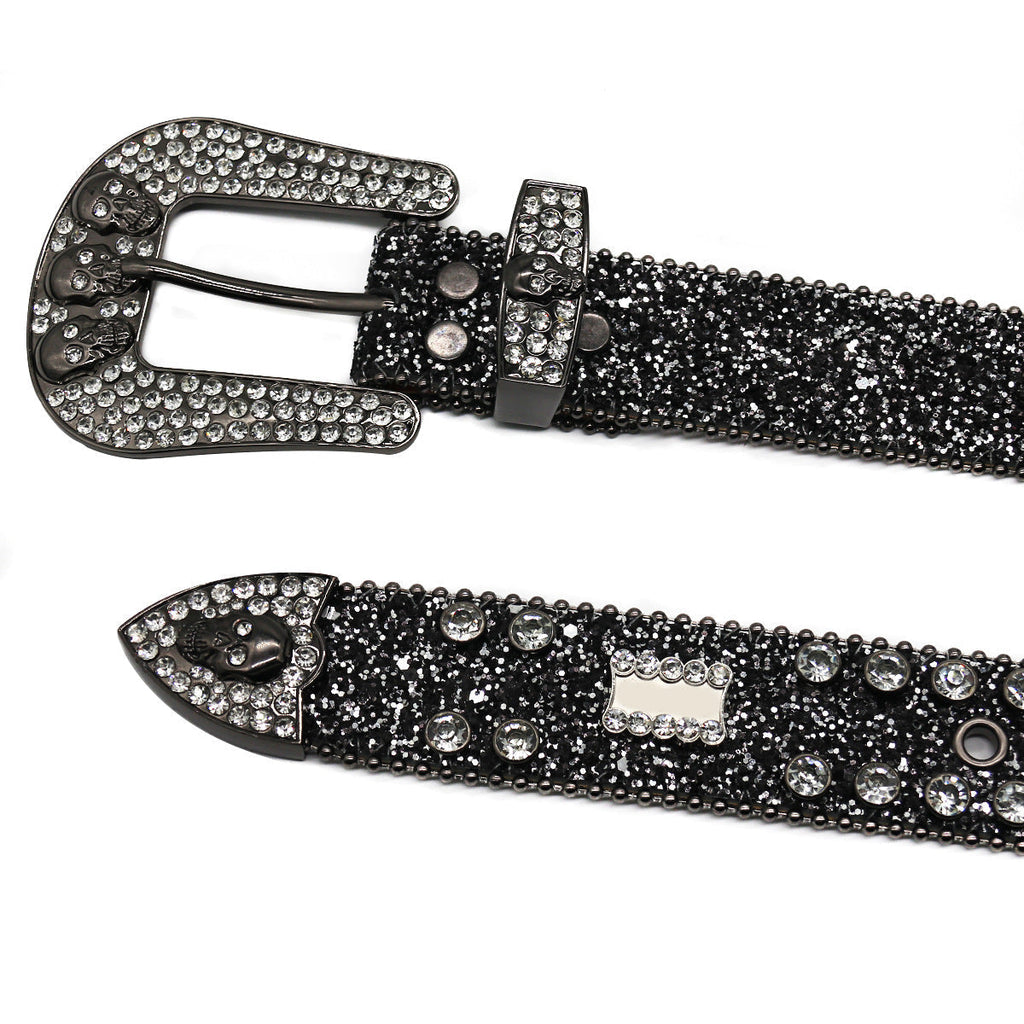 Hip-hop punk rhinestone belt skull