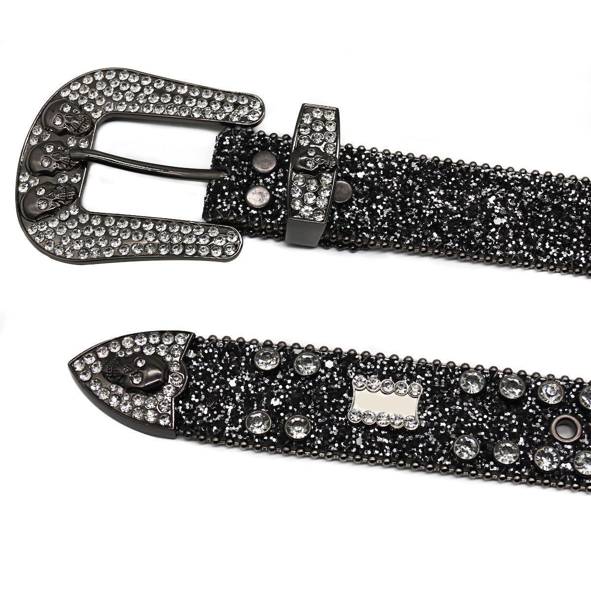 Hip-hop punk rhinestone belt skull