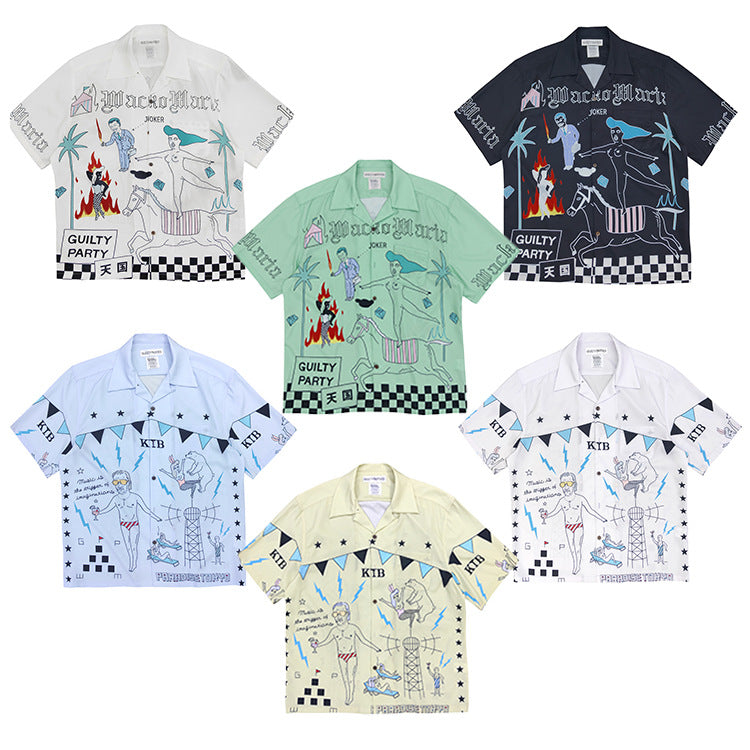 GUILTYPARTIES TIGER Shirts 24ss World Peace Series Theme, Hawaiian Short Sleeve Shirt Men