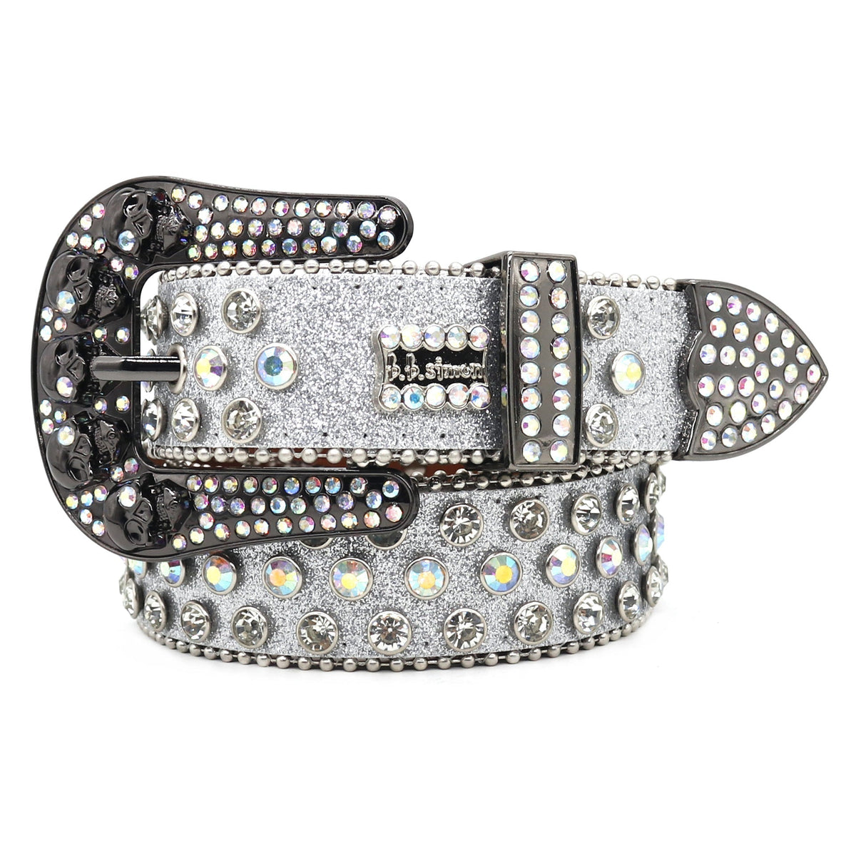 Hip-hop punk rhinestone belt skull y2k punk wide belt