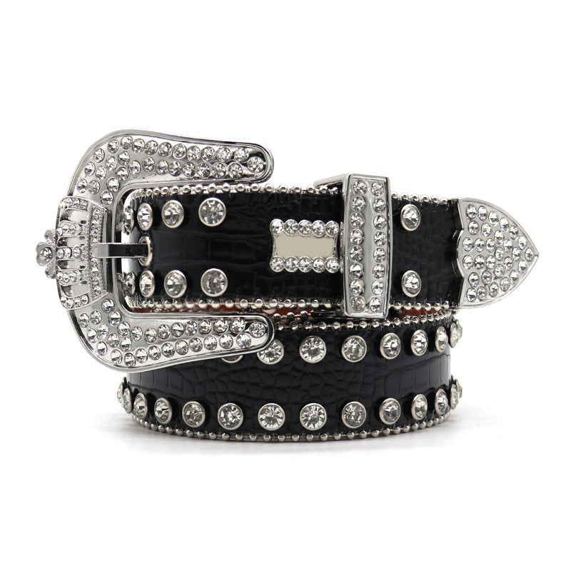 Hip-hop punk rhinestone belt crown belt