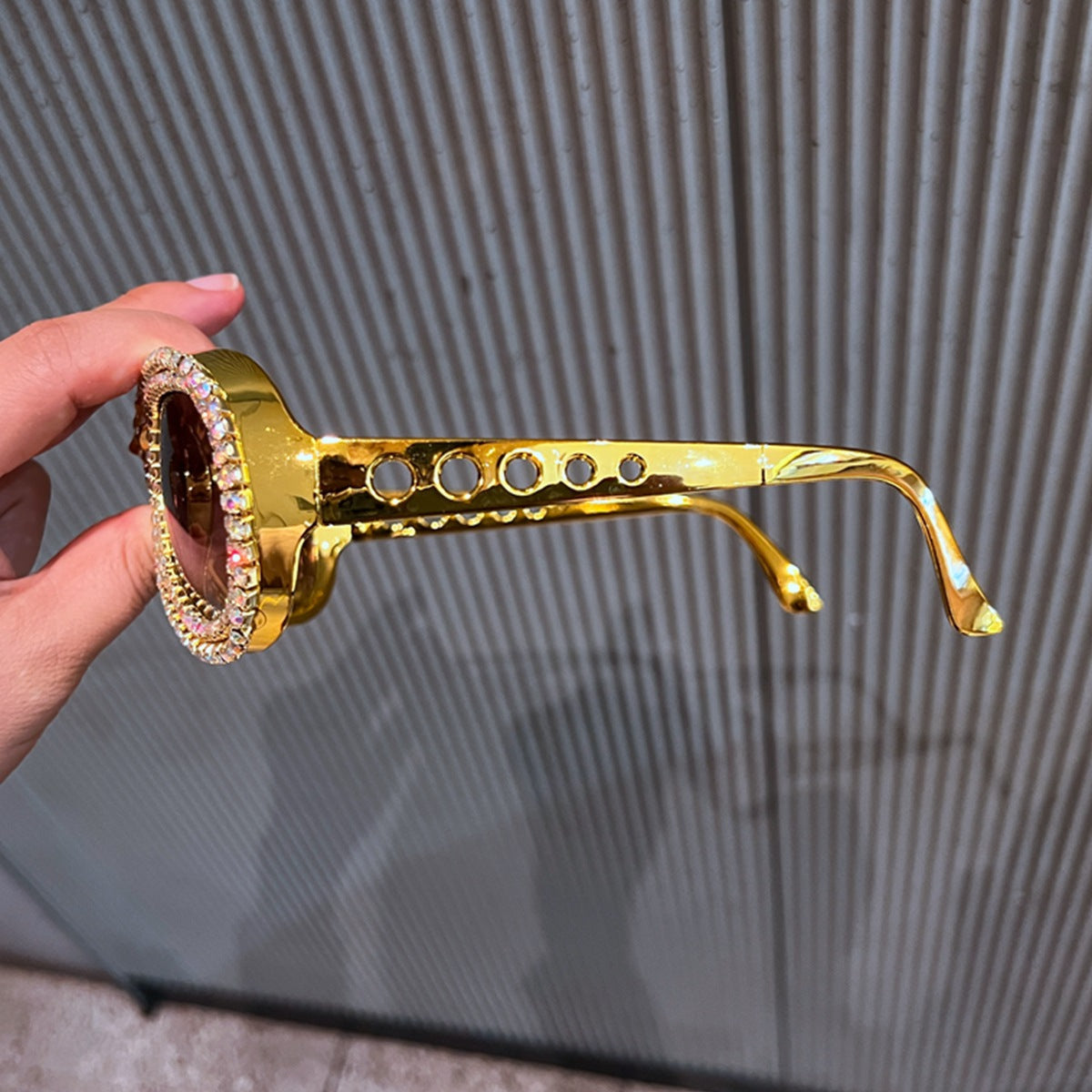 Trendy punk glasses retro diamond