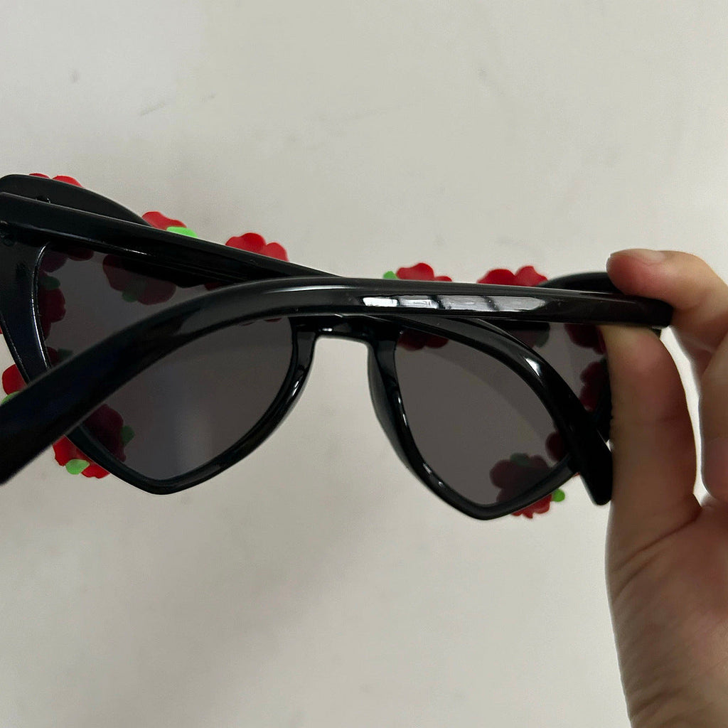 Trendy punk glasses retro half rose cat eyes