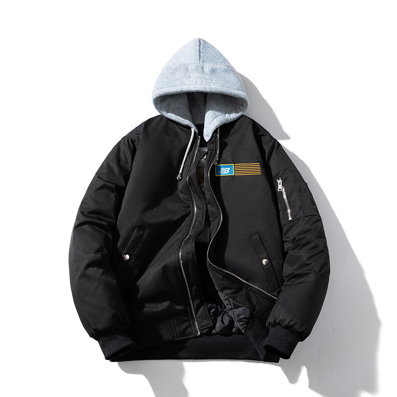 Mens Vintage Jackets Baseball Jacket Hooded Street Tide Cotton Jacket
