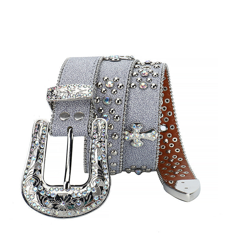 Hip-hop punk rhinestone belt women