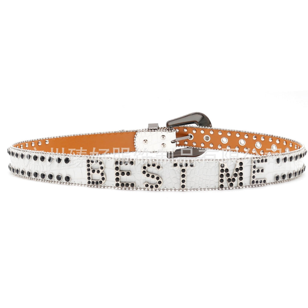 Hip-hop punk rhinestone belt bestme accessories