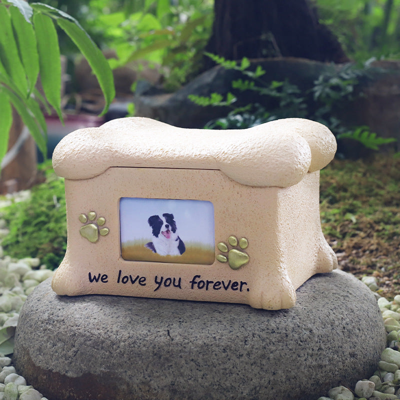 Pet Grave Marker Cross-border Spot Resin Creative Pet Dog Dog Urn With Photo Frame Kitten Puppy Animal Memorial Funeral Supplies