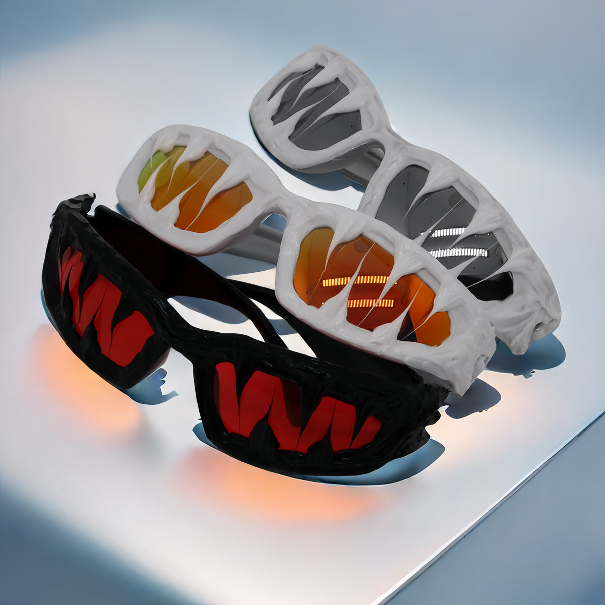 Trendy punk glasses shark teeth