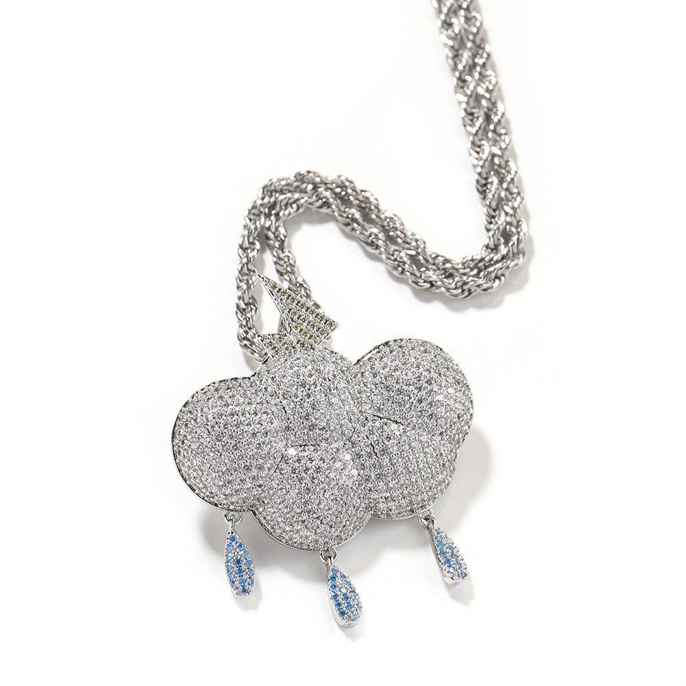 Jewelry Hip Hop Zircon Lightning Cloud Pendant Versatile Necklace Spectrum lightning