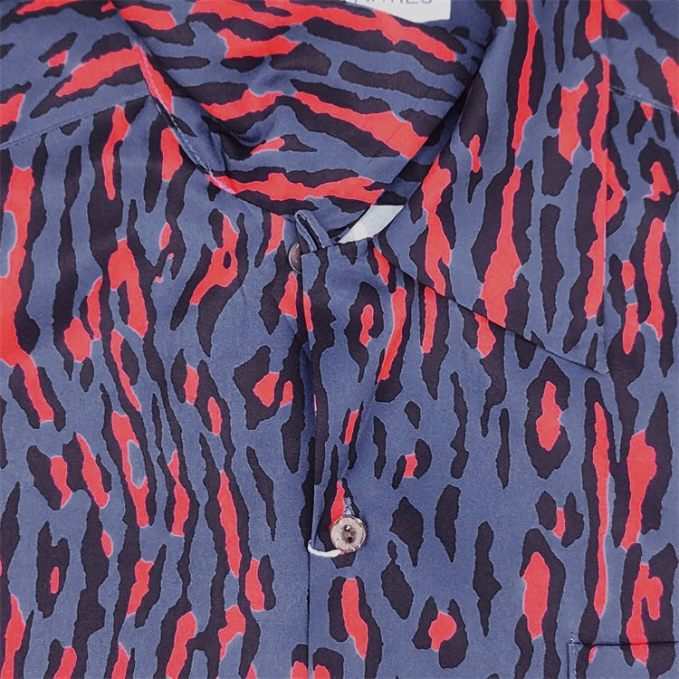 GUILTYPARTIES TIGER Shirts 24AW Leopard print, Hawaiian casual short-sleeved shirt men