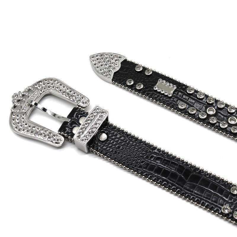 Hip-hop punk rhinestone belt crown belt