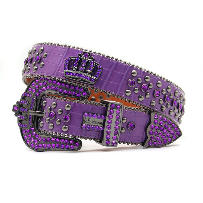 Hip-hop punk rhinestone belt crown rhinestone