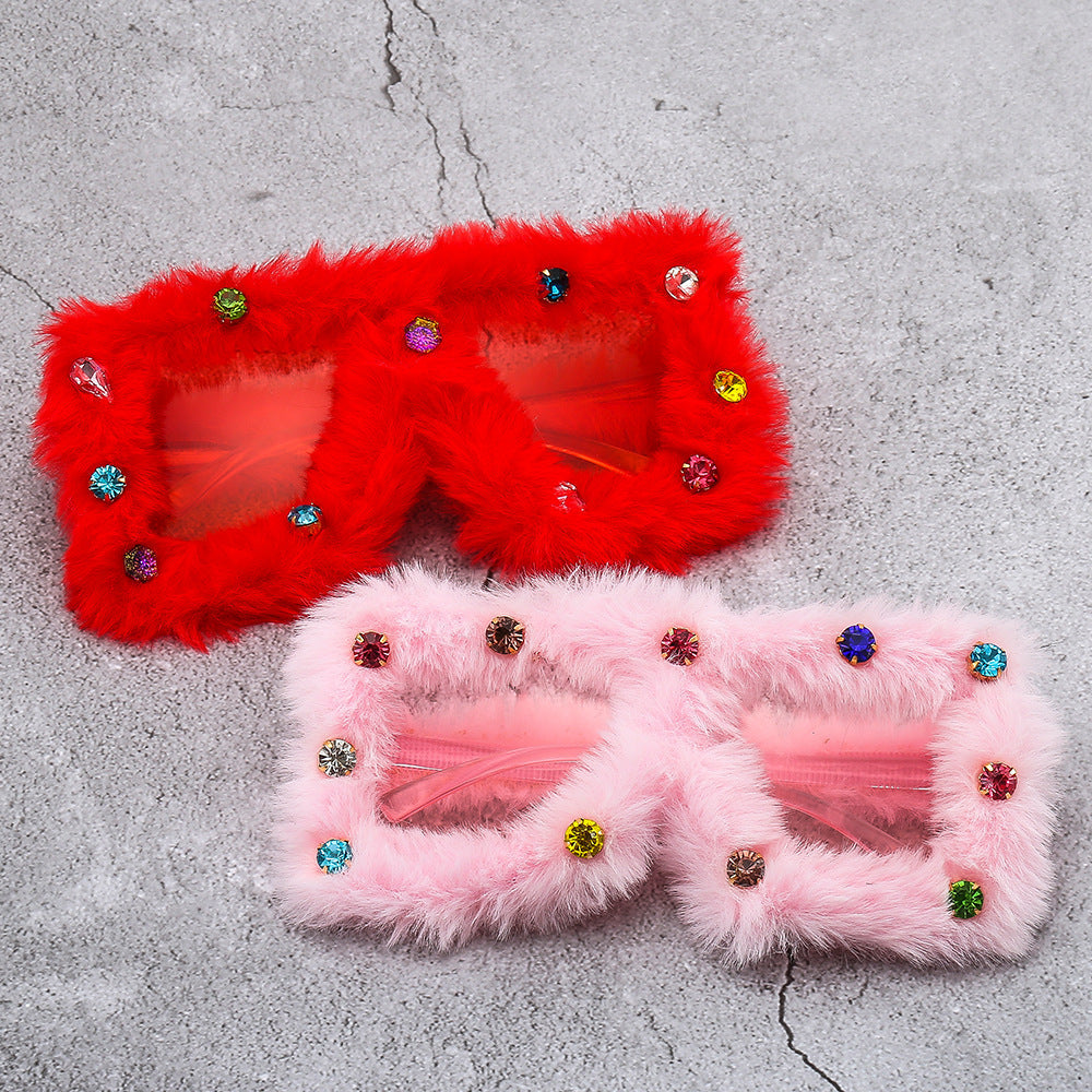Trendy punk glasses stuffed diamond square sunscreen