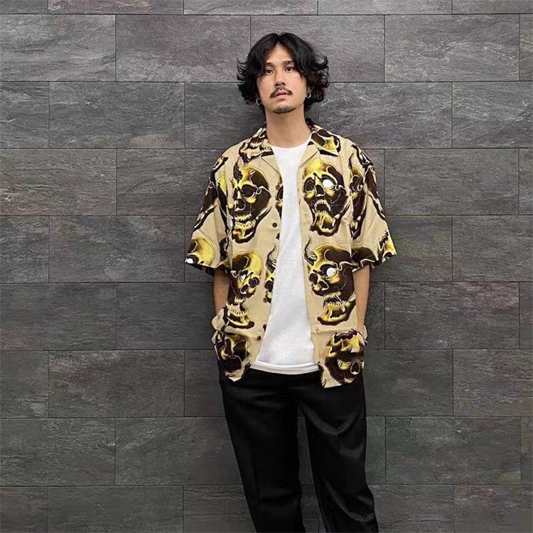 GUILTYPARTIES TIGER Shirts 56 TATTOO Tattoo, Ghost Head, Skull Hawaiian Short Sleeve Shirt Men