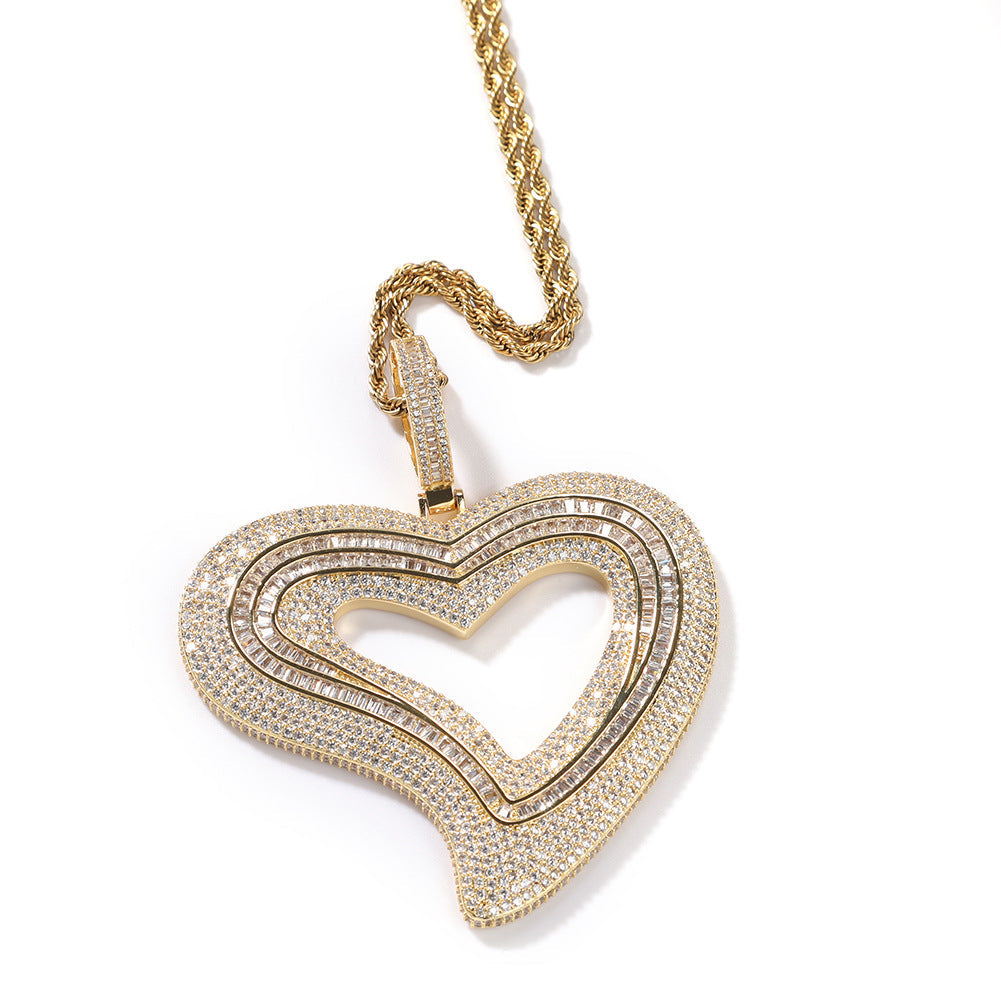 Jewelry ins Bronze Zircon Large Heart Necklace Spectrum St. Valentine's