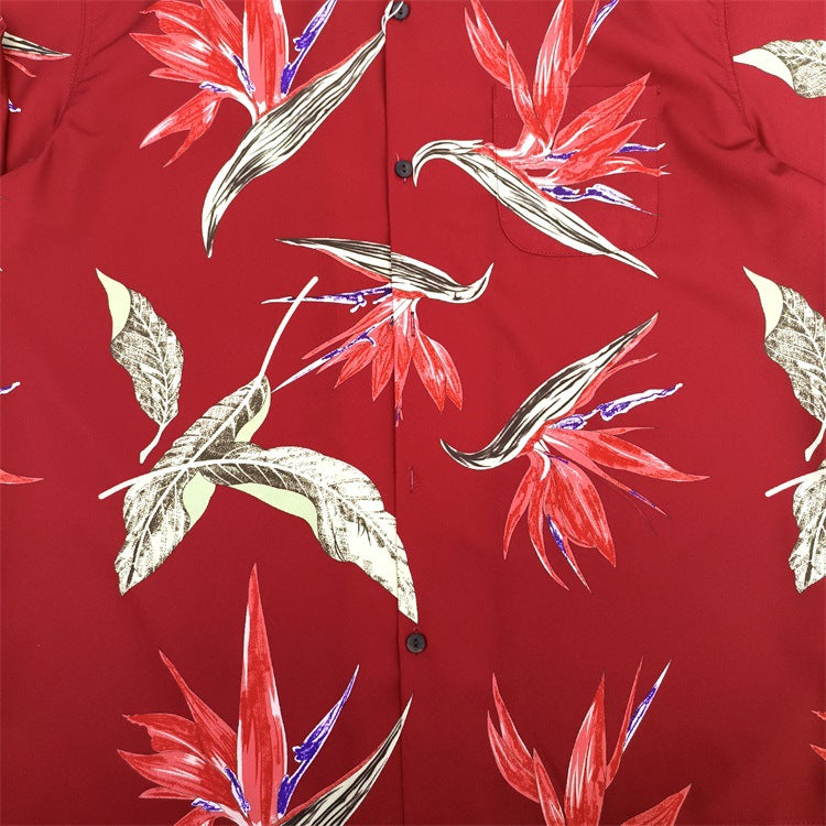 GUILTYPARTIES TIGER Shirts bird of paradise Hawaiian short-sleeved shirt men