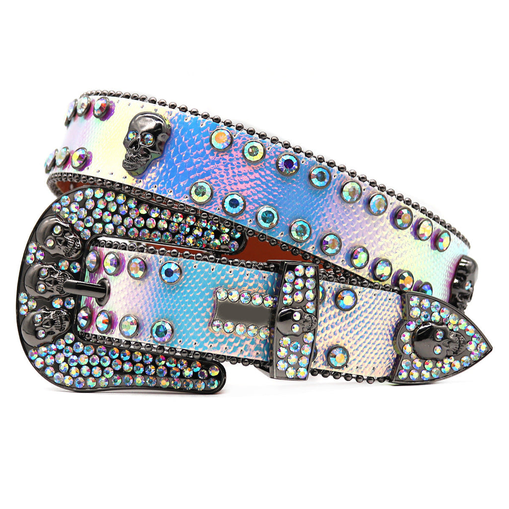 Hip-hop punk rhinestone belt skull punk style