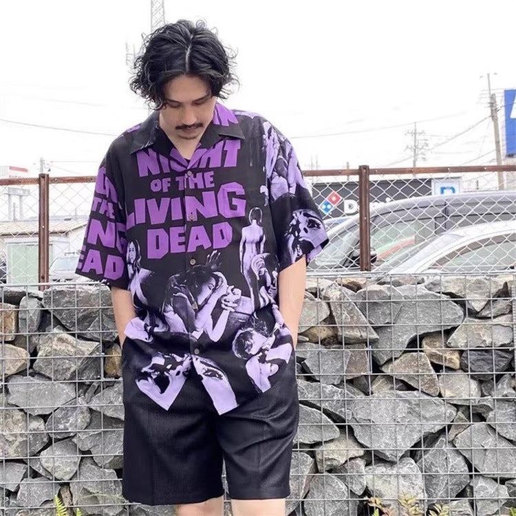 GUILTYPARTIES TIGER Shirts Movie Night of the Living Dead Hawaiian Shirt Men