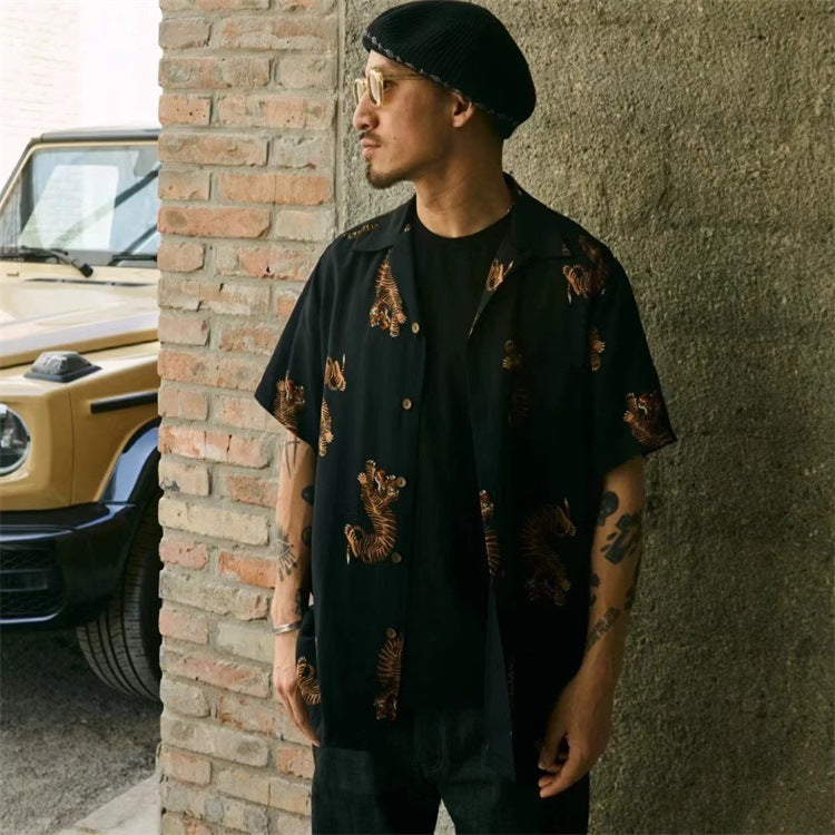 GUILTYPARTIES TIGER Shirts 18FW E-WMS-HI02 Ukiyo-e, Tiger Hawaiian Short Sleeve Shirt
