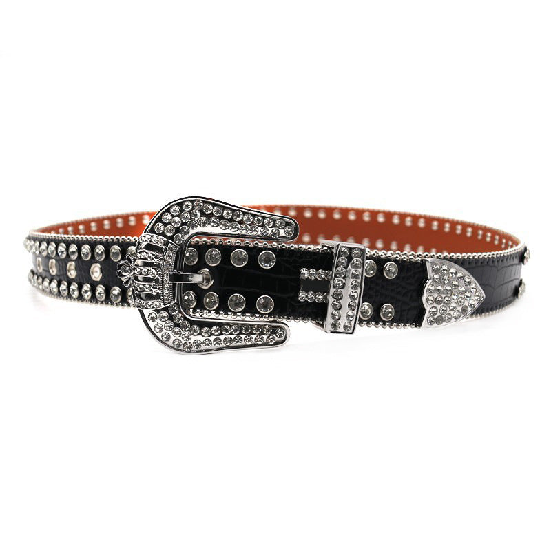 Hip-hop punk rhinestone belt crown belt