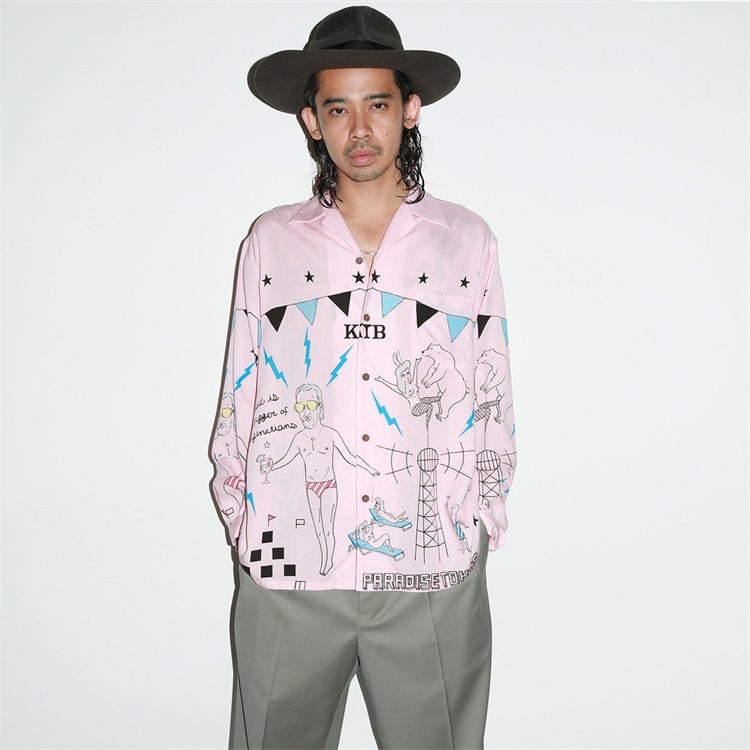 GUILTYPARTIES TIGER Long sleeved shirt World Peace series theme Hawaiian rayon long-sleeved shirt