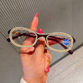 Trendy punk glasses pearl anti-blue light