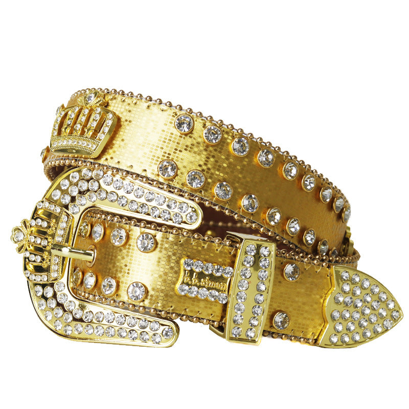 Hip-hop punk rhinestone belt crown rhinestone