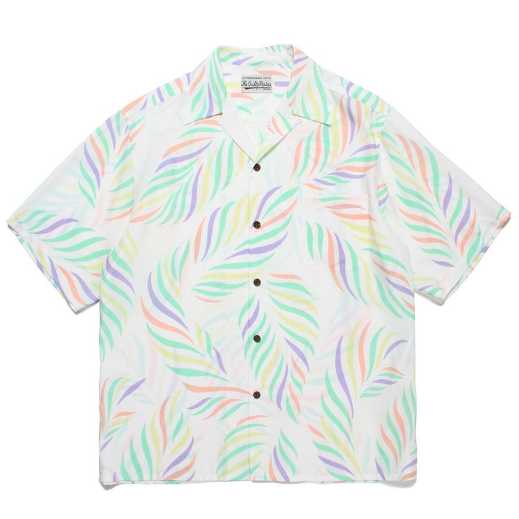 GUILTYPARTIES TIGER Shirts 23SS LEAF ALOHA Leaf Full Print Hawaiian Short Sleeve Shirt Men