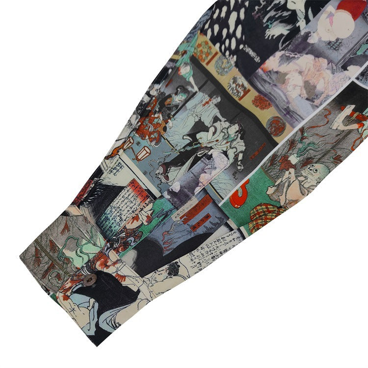 GUILTYPARTIES TIGER Long sleeved shirt 18aw, Ukiyo-e painting loose Hawaiian long-sleeved shirt men