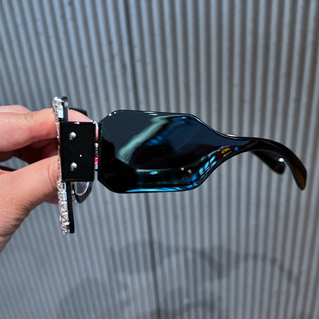 Trendy punk glasses square diamond