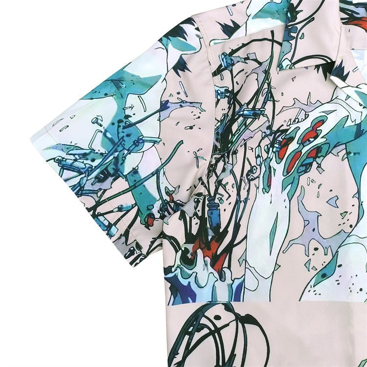 GUILTYPARTIES TIGER Shirts 23SS Ghost in the Shell print Hawaiian short-sleeved shirt men