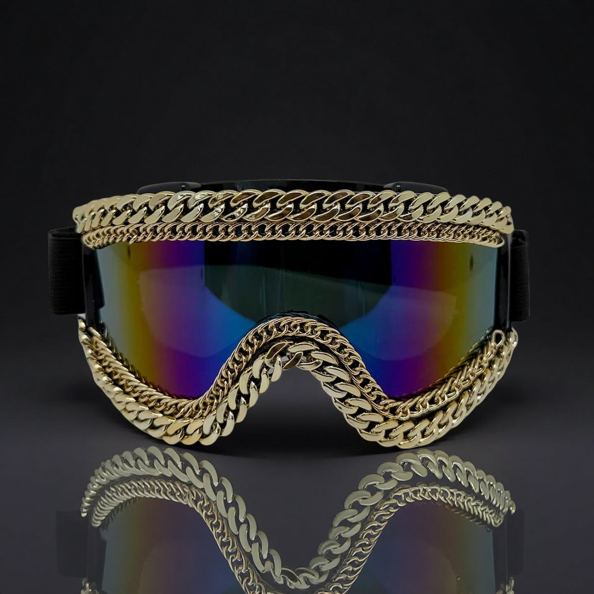 Trendy punk glasses metal chain
