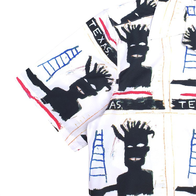 GUILTYPARTIES TIGER Shirts 23SS BASQUIAT Basquiat, Hawaiian Short Sleeve Shirt Men